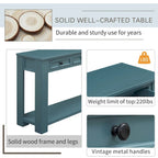 Consolle, Blu scuro / Marrone chiaro / Bianco antico, Stile rustico, 4 cassetti