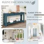 Consolle, Blu scuro / Marrone chiaro / Bianco antico, Stile rustico, 4 cassetti