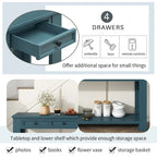 Consolle, Blu scuro / Marrone chiaro / Bianco antico, Stile rustico, 4 cassetti