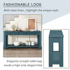Consolle, Blu scuro / Marrone chiaro / Bianco antico, Stile rustico, 4 cassetti