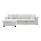 Divano componibile a L con pouf, poliestere, 4 posti – Nero / Beige / Marrone scuro / Bianco