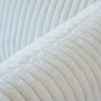 Divano componibile a L con pouf, poliestere, 4 posti – Nero / Beige / Marrone scuro / Bianco