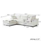 Divano componibile a L con pouf, poliestere, 4 posti – Nero / Beige / Marrone scuro / Bianco