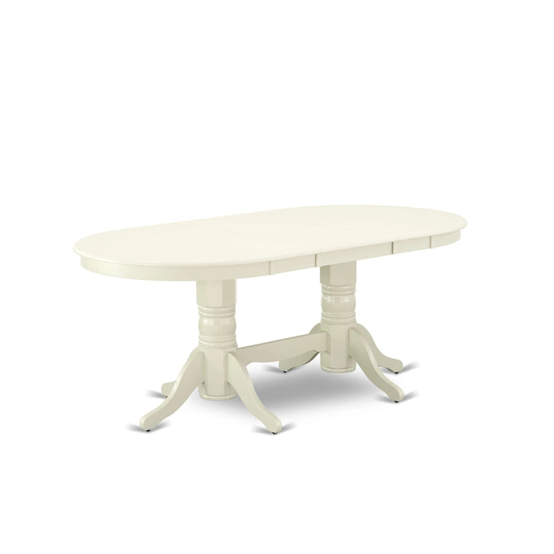 Set tavolo da pranzo ovale bianco lino con sedie con seduta in legno – Opzioni 5/7/9 posti