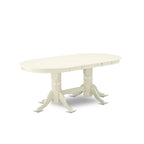 Set tavolo da pranzo ovale bianco lino con sedie con seduta in legno – Opzioni 5/7/9 posti
