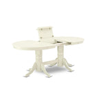 Set tavolo da pranzo ovale bianco lino con sedie con seduta in legno – Opzioni 5/7/9 posti