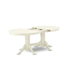 Set tavolo da pranzo ovale bianco lino con sedie con seduta in legno – Opzioni 5/7/9 posti