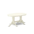 Set tavolo da pranzo ovale bianco lino con sedie con seduta in legno – Opzioni 5/7/9 posti