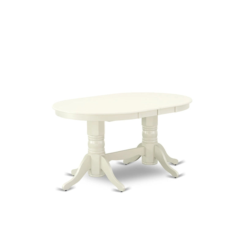 Set tavolo da pranzo ovale bianco lino con sedie con seduta in legno – Opzioni 5/7/9 posti