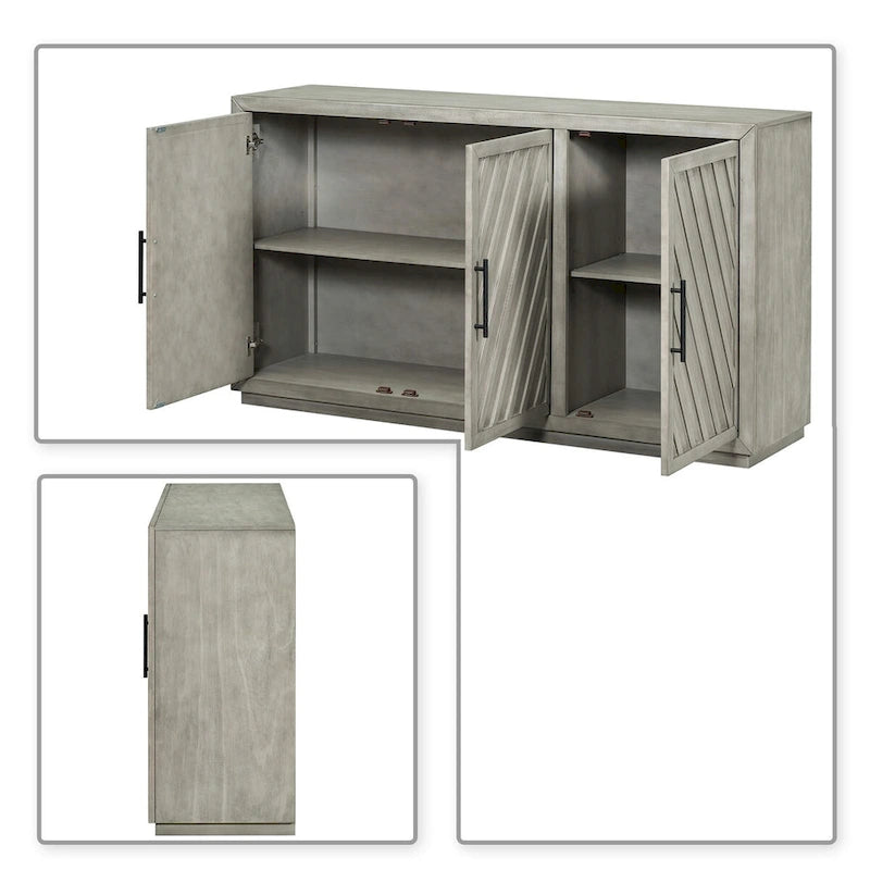 Credenza classica vintage in legno con ripiani interni regolabili
