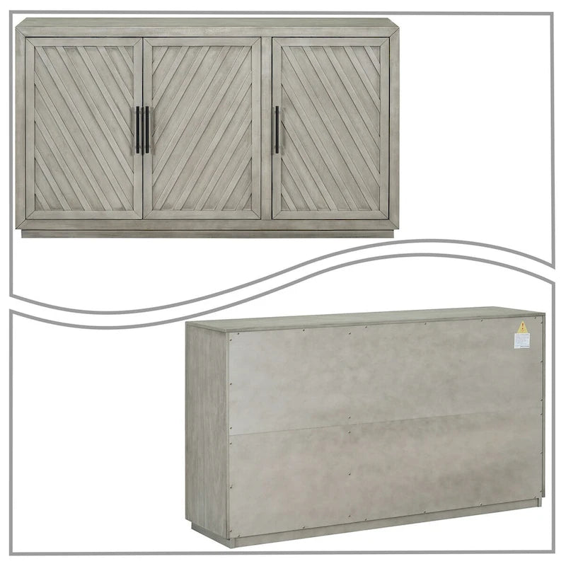 Credenza classica vintage in legno con ripiani interni regolabili