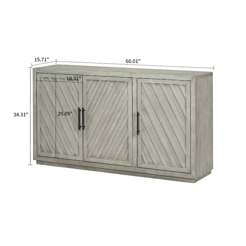 Credenza classica vintage in legno con ripiani interni regolabili