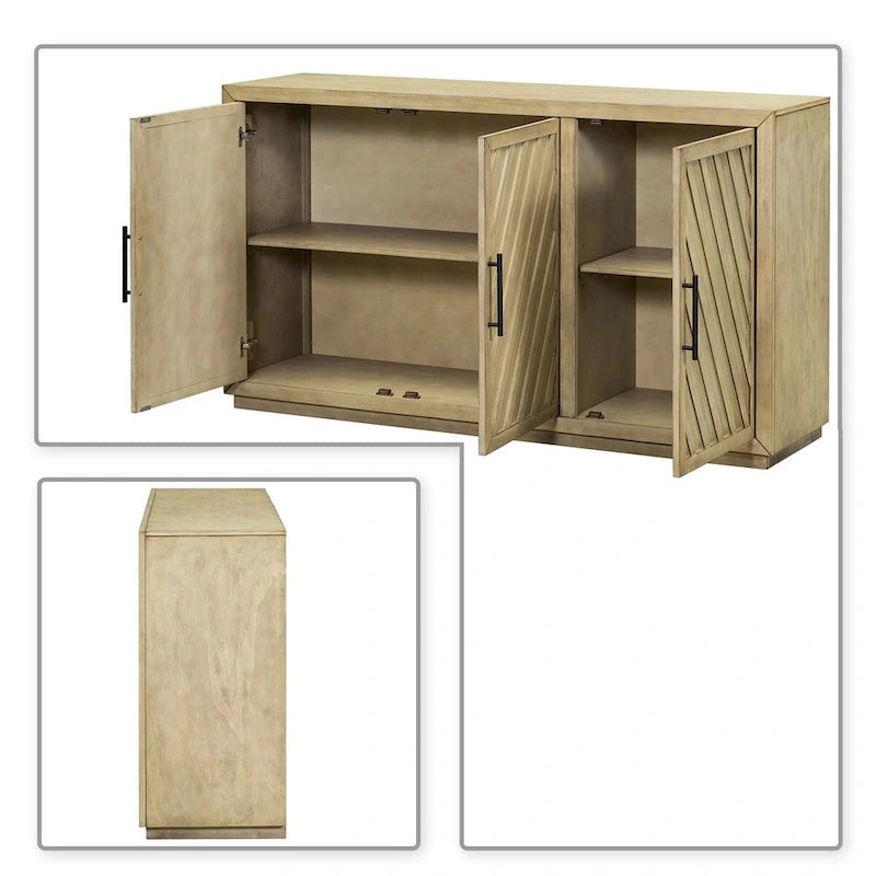 Credenza classica vintage in legno con ripiani interni regolabili