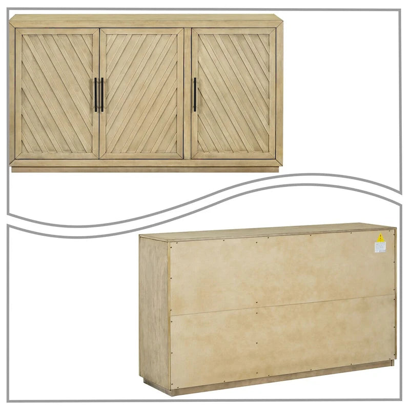 Credenza classica vintage in legno con ripiani interni regolabili