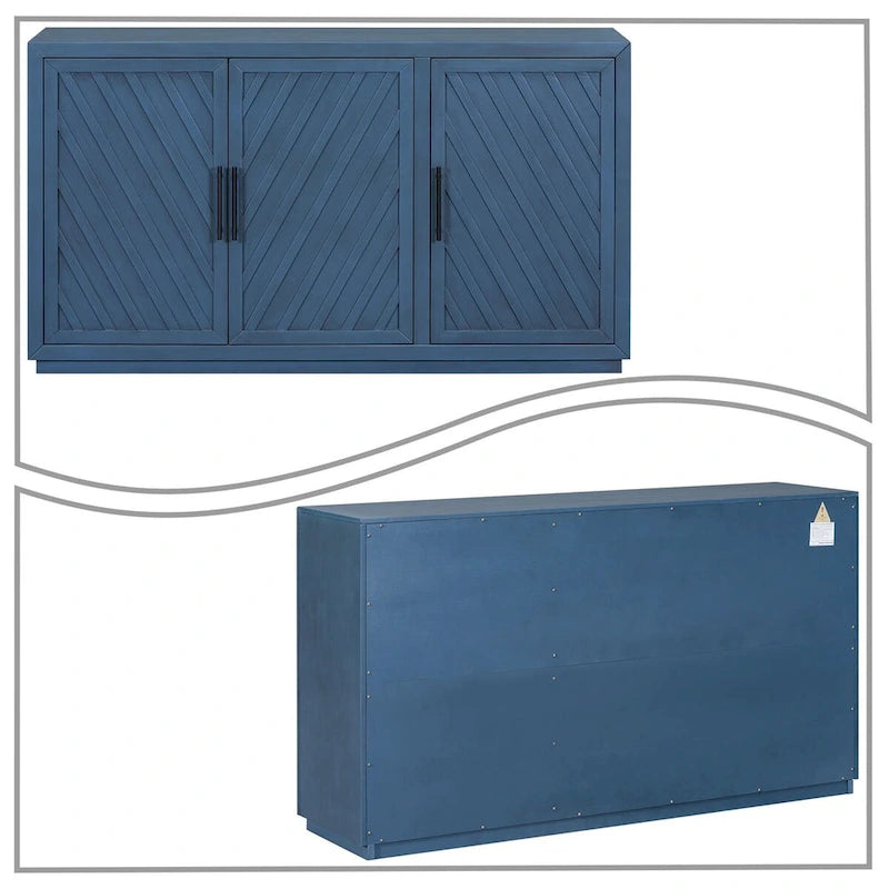 Credenza classica vintage in legno con ripiani interni regolabili