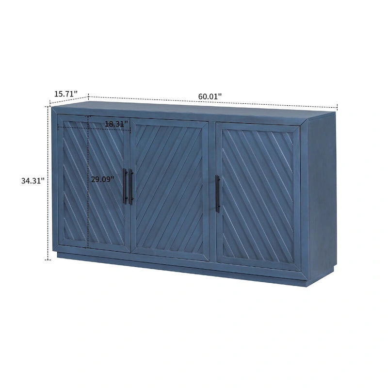 Credenza classica vintage in legno con ripiani interni regolabili