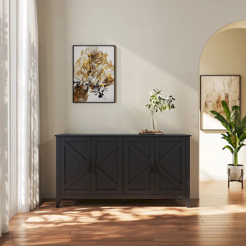Credenza Buffet 59" con 4 Ante e 4 Ripiani – Nero / Espresso / Bianco