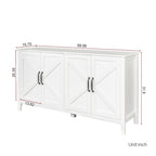 Credenza Buffet 59" con 4 Ante e 4 Ripiani – Nero / Espresso / Bianco