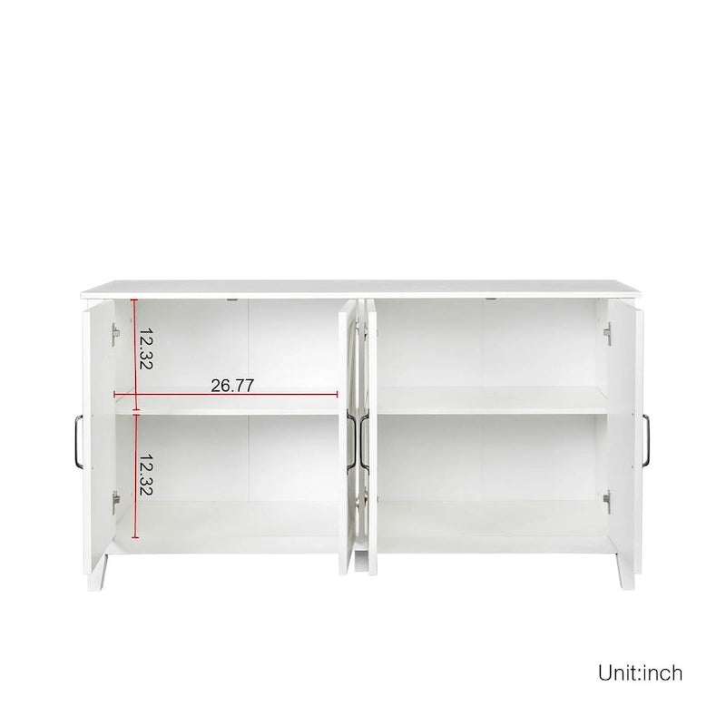Credenza Buffet 59" con 4 Ante e 4 Ripiani – Nero / Espresso / Bianco