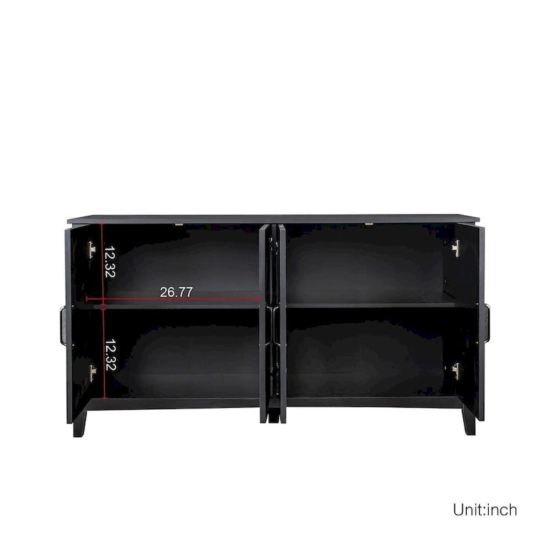 Credenza Buffet 59" con 4 Ante e 4 Ripiani – Nero / Espresso / Bianco