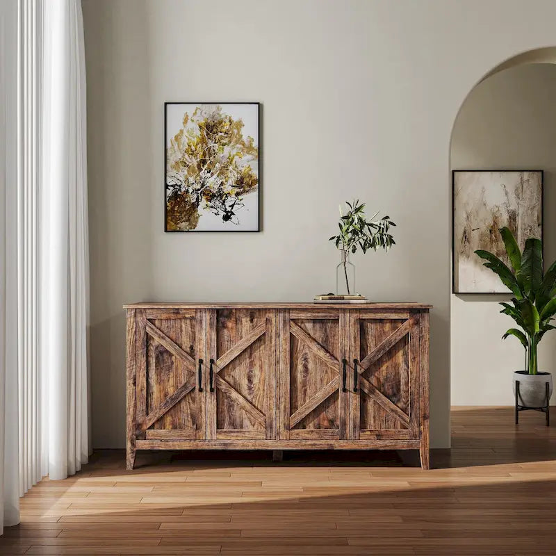 Credenza Buffet 59" con 4 Ante e 4 Ripiani – Nero / Espresso / Bianco