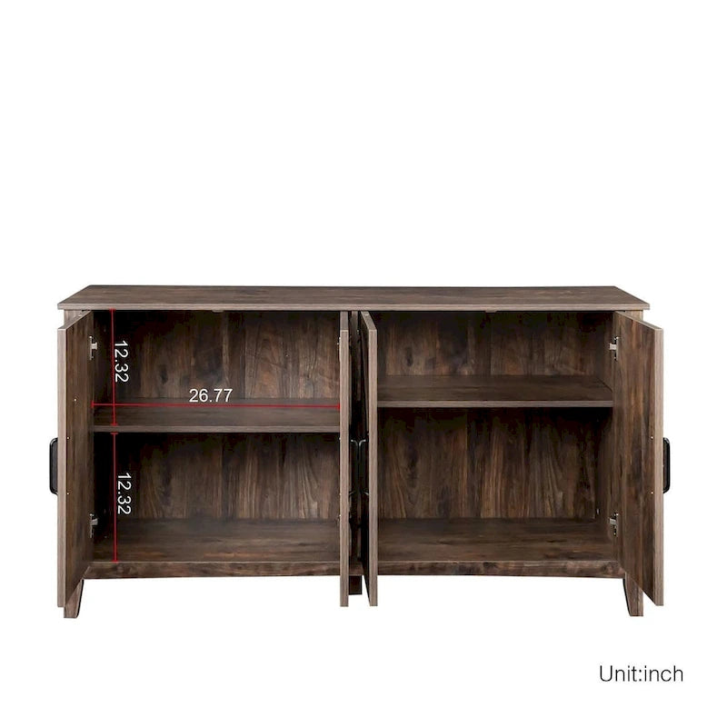 Credenza Buffet 59" con 4 Ante e 4 Ripiani – Nero / Espresso / Bianco