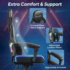 Sedia da Gaming Rosso/Nero e Nera, LED RGB, Reclinabile, per 1 Adulto