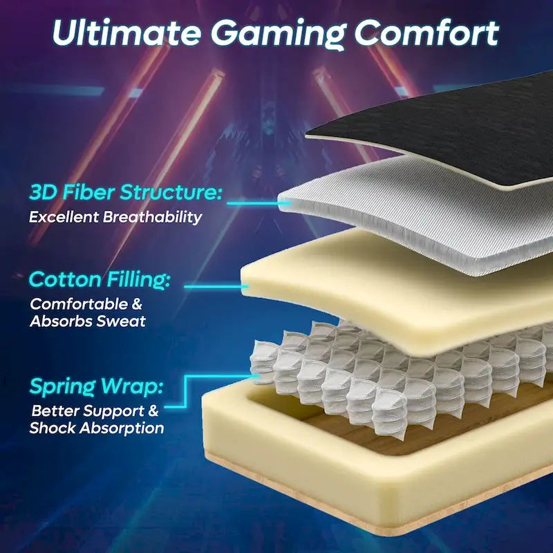 Sedia da Gaming Rosso/Nero e Nera, LED RGB, Reclinabile, per 1 Adulto