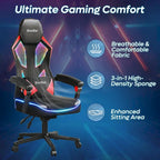 Sedia da Gaming Rosso/Nero e Nera, LED RGB, Reclinabile, per 1 Adulto