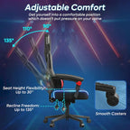 Sedia da Gaming Rosso/Nero e Nera, LED RGB, Reclinabile, per 1 Adulto