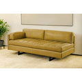 HomeRoots 74  Mustard Top Grain Leather Sofa With Black Legs - 74