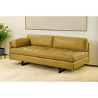 HomeRoots 74  Mustard Top Grain Leather Sofa With Black Legs - 74