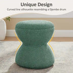 Pouf Rotondo Girevole in Bouclé, Stile Tamburo, Posto a Sedere per 1, Set da 2