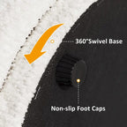 Pouf Rotondo Girevole in Bouclé, Stile Tamburo, Posto a Sedere per 1, Set da 2