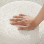Pouf Rotondo Girevole in Bouclé, Stile Tamburo, Posto a Sedere per 1, Set da 2
