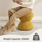 Pouf Rotondo Girevole in Bouclé, Stile Tamburo, Posto a Sedere per 1, Set da 2