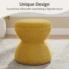 Pouf Rotondo Girevole in Bouclé, Stile Tamburo, Posto a Sedere per 1, Set da 2