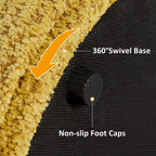 Pouf Rotondo Girevole in Bouclé, Stile Tamburo, Posto a Sedere per 1, Set da 2