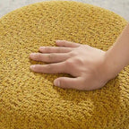 Pouf Rotondo Girevole in Bouclé, Stile Tamburo, Posto a Sedere per 1, Set da 2