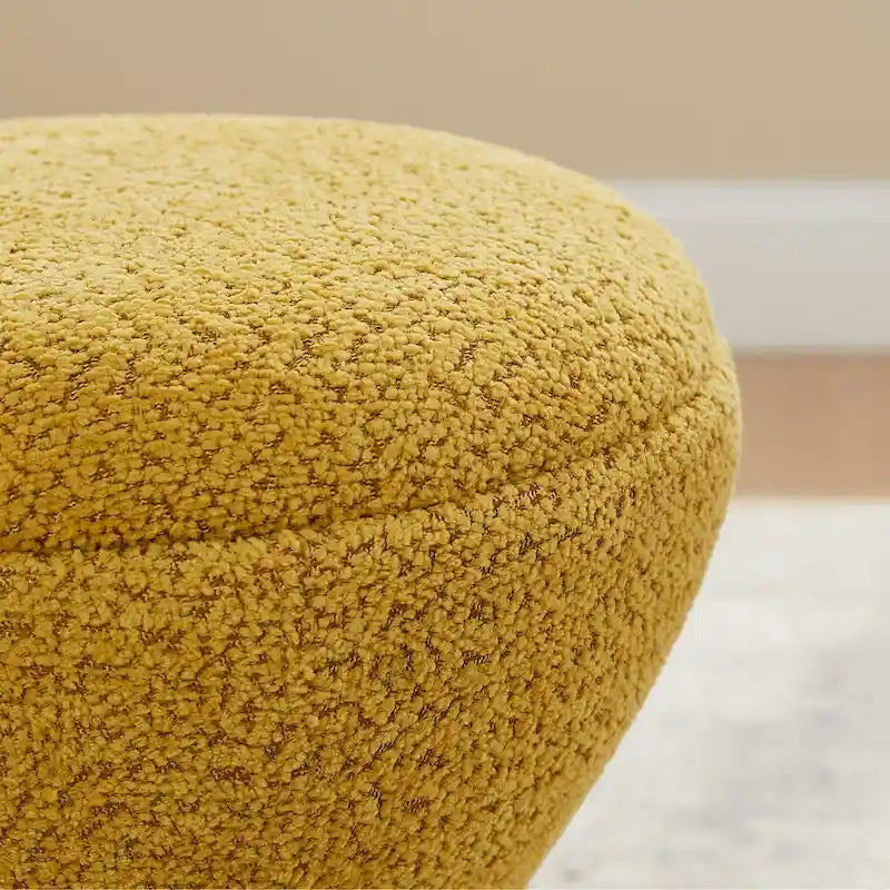 Pouf Rotondo Girevole in Bouclé, Stile Tamburo, Posto a Sedere per 1, Set da 2