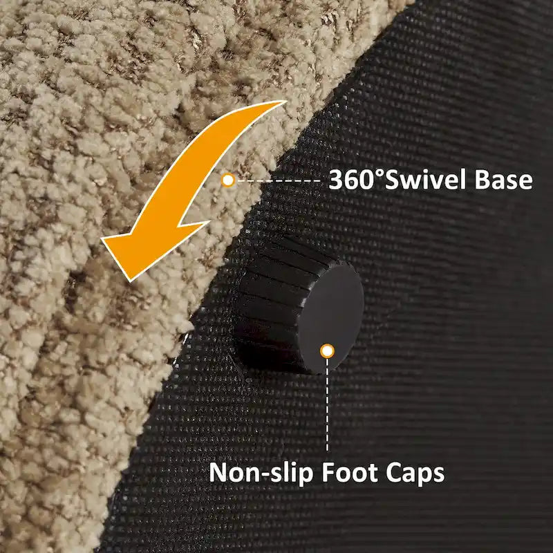 Pouf Rotondo Girevole in Bouclé, Stile Tamburo, Posto a Sedere per 1, Set da 2
