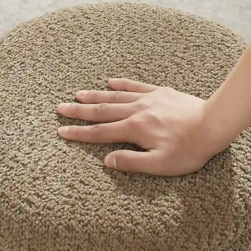 Pouf Rotondo Girevole in Bouclé, Stile Tamburo, Posto a Sedere per 1, Set da 2