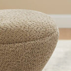 Pouf Rotondo Girevole in Bouclé, Stile Tamburo, Posto a Sedere per 1, Set da 2