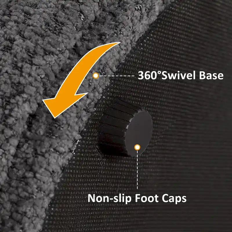 Pouf Rotondo Girevole in Bouclé, Stile Tamburo, Posto a Sedere per 1, Set da 2