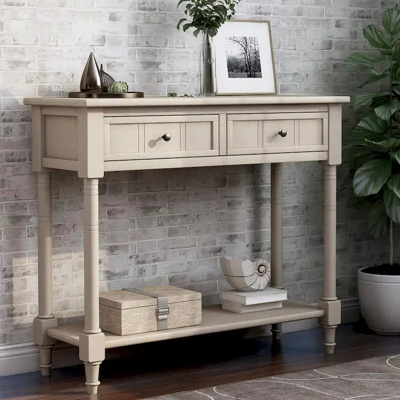 Consolle con 2 Cassetti e Ripiano Inferiore – Blu Navy / Grigio / Espresso / Bianco / Verde Turchese, Montaggio 1 Persona