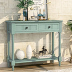 Consolle con 2 Cassetti e Ripiano Inferiore – Blu Navy / Grigio / Espresso / Bianco / Verde Turchese, Montaggio 1 Persona