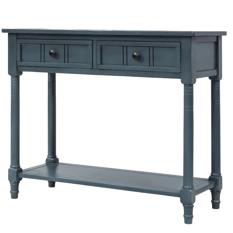 Consolle con 2 Cassetti e Ripiano Inferiore – Blu Navy / Grigio / Espresso / Bianco / Verde Turchese, Montaggio 1 Persona