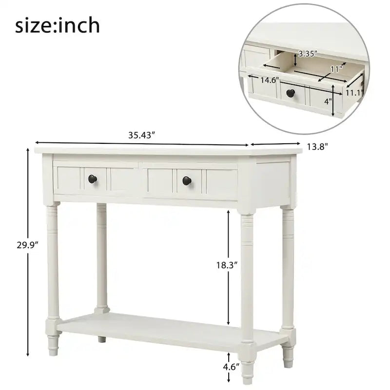 Consolle con 2 Cassetti e Ripiano Inferiore – Blu Navy / Grigio / Espresso / Bianco / Verde Turchese, Montaggio 1 Persona
