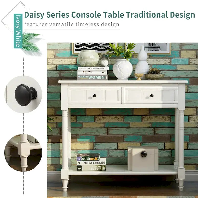 Consolle con 2 Cassetti e Ripiano Inferiore – Blu Navy / Grigio / Espresso / Bianco / Verde Turchese, Montaggio 1 Persona