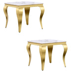 Tavolino Bianco e Oro – Piano Lucido, Gambe a Sciabola, 1 o 2 Pezzi